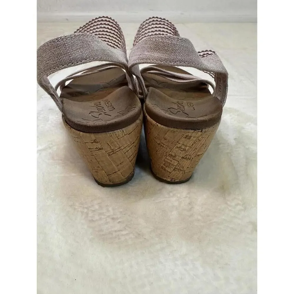 Skechers Pink Women's Luxe Foam Wedge Sandals Size 8